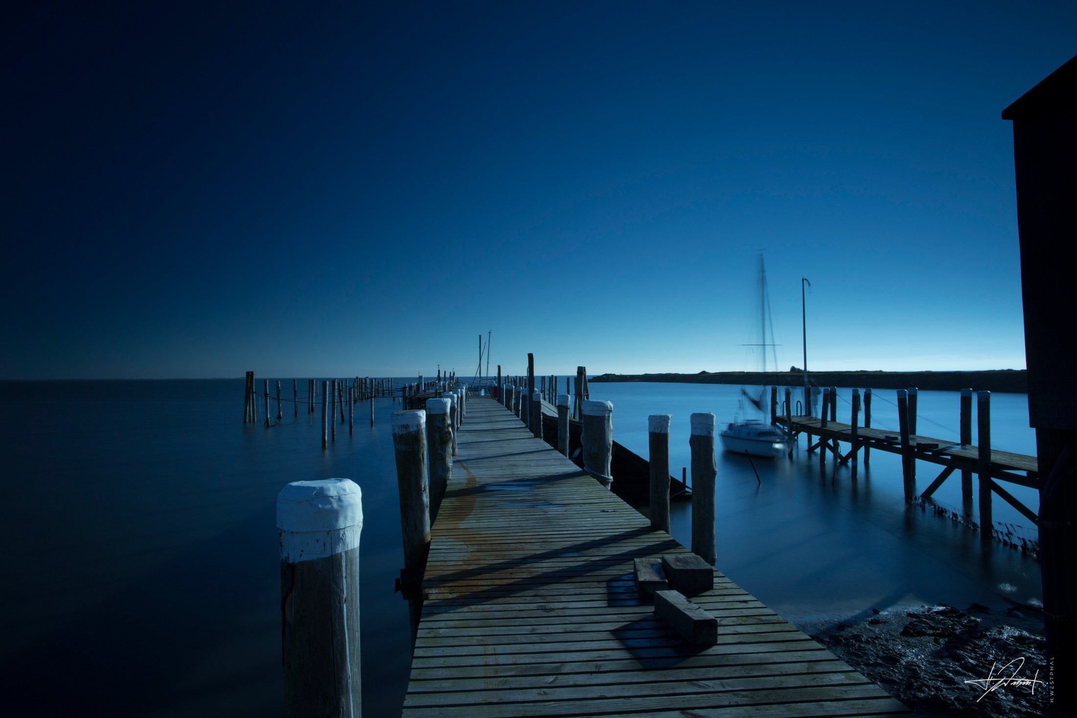 Harbour jetty, blue hour, List